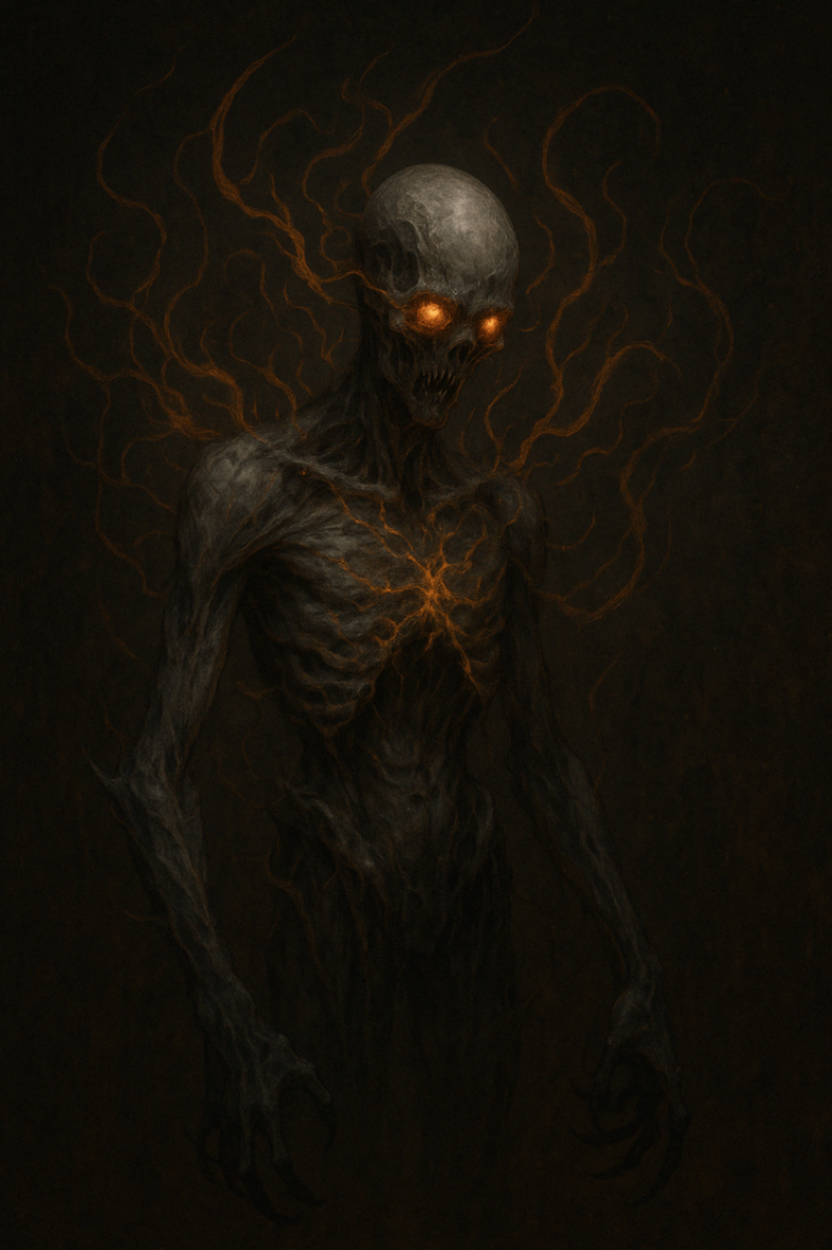Ember Skull Wraith — Nexus Systems · Ash Revenants original occult artwork