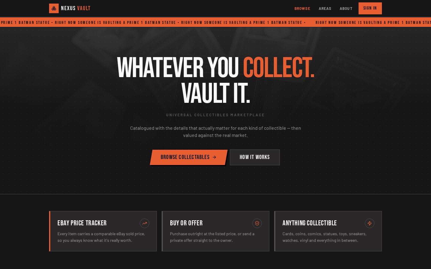 Homepage of Nexus Vault (nexuscollectors.com)
