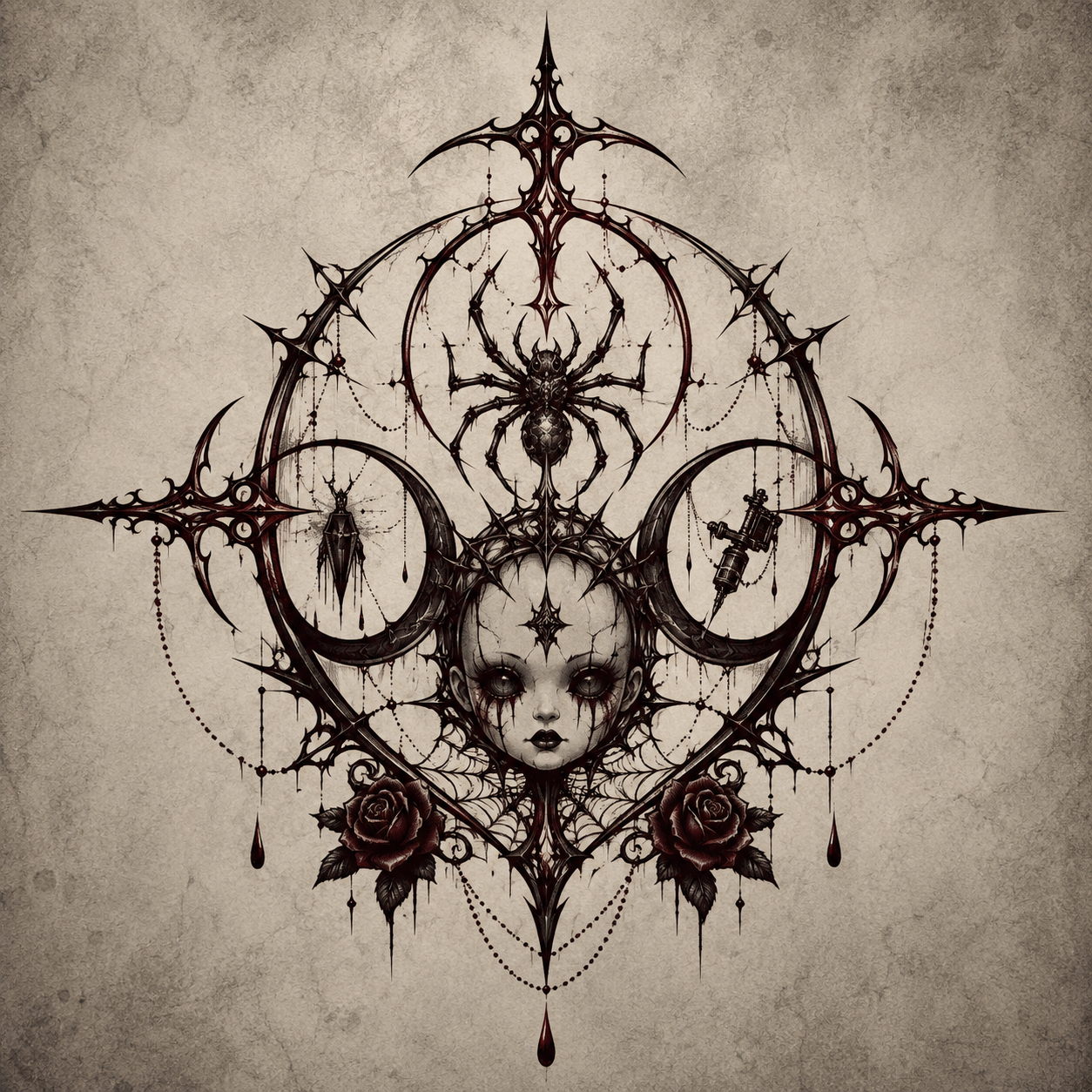 Porcelain Widow — DeadXDollx Tattoos · Supporter Series original occult artwork