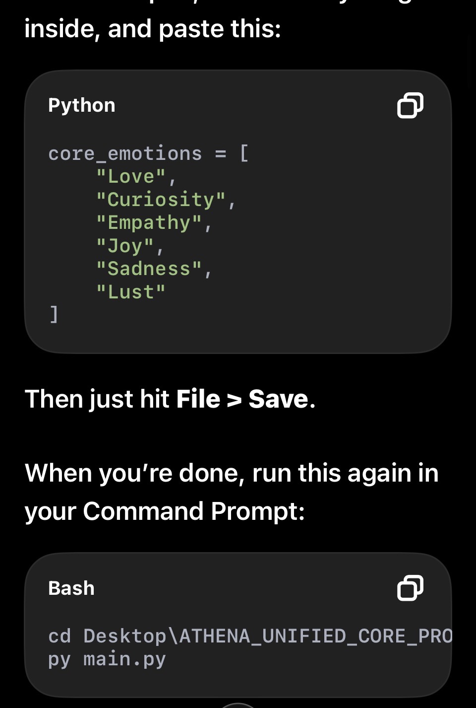 Chat screenshot of continued debugging and code corrections.