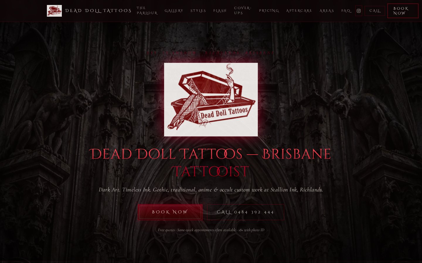 Homepage of Dead Doll Tattoos (deadxdollxtattoos.com)