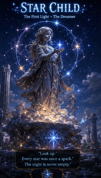 Star Child — The First Light — Nexus Systems · Pillars original occult artwork